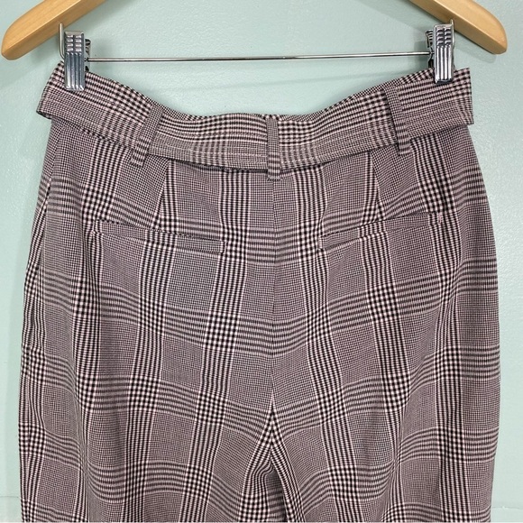Aritzia Wilfred‎ Tie Front Pants Belted Trousers Plaid Black Pink Sz 8 - Picture 5 of 6